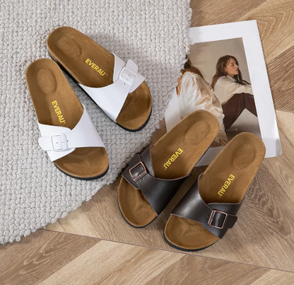 Women Men Leather Adjustable Embossed Summer Beach Charms Walk Sandals Slippers