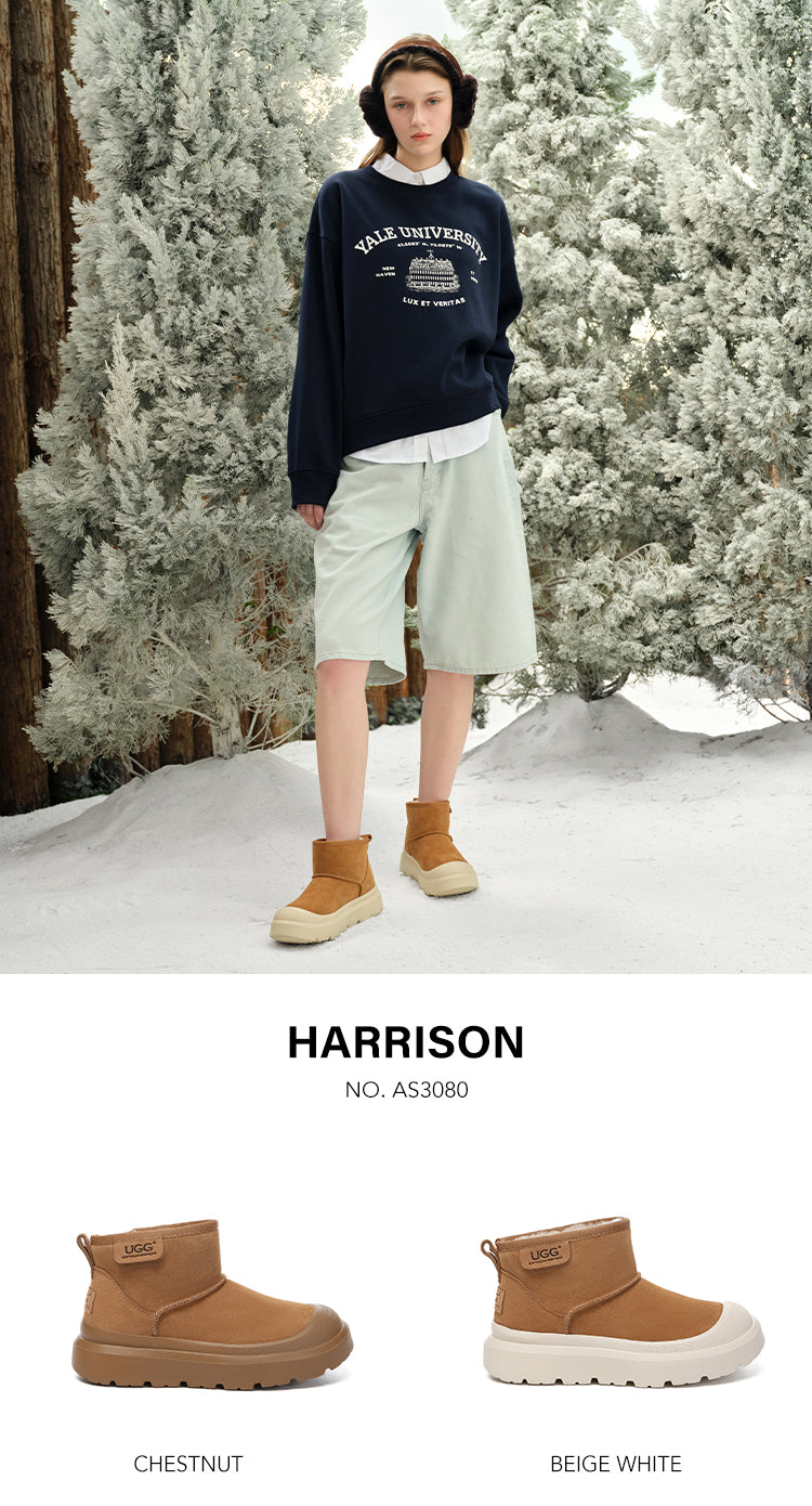 UGG Boots Sheepskin Wool Ankle Chunky Platform Harrison
