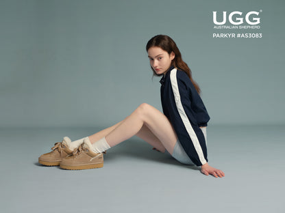UGG Boots Sheepskin Wool Lace Up Platform Sneakers Parkyr