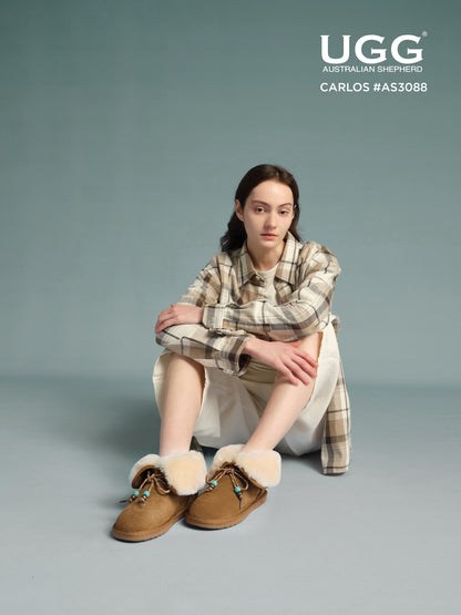 UGG Boots Women Sheepskin Wool Adjustable Strap Carlos