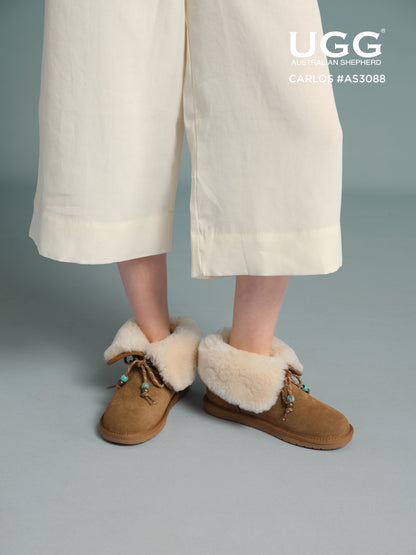 UGG Boots Women Sheepskin Wool Adjustable Strap Carlos