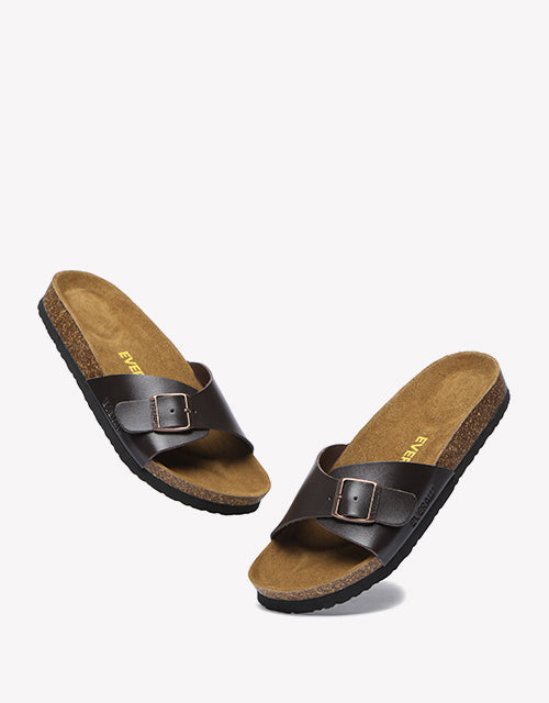 Women Men Leather Adjustable Embossed Summer Beach Charms Walk Sandals Slippers