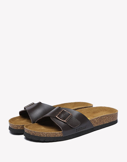 Women Men Leather Adjustable Embossed Summer Beach Charms Walk Sandals Slippers