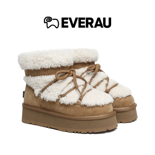 UGG Boots Women Sheepskin Wool Ankle Platform Short Carmen