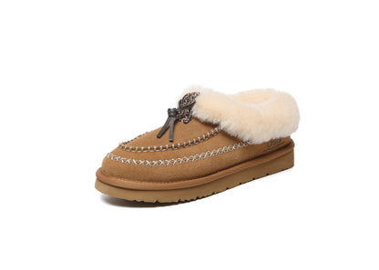 Sheepskin Wool Ankle Shoes with Tribal Stitch Detail and EVA Sole Draco