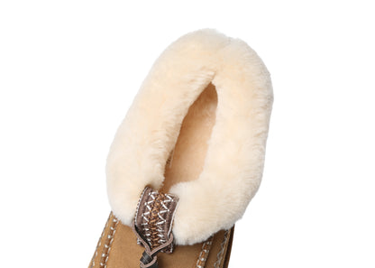 Sheepskin Wool Ankle Shoes with Tribal Stitch Detail and EVA Sole Draco