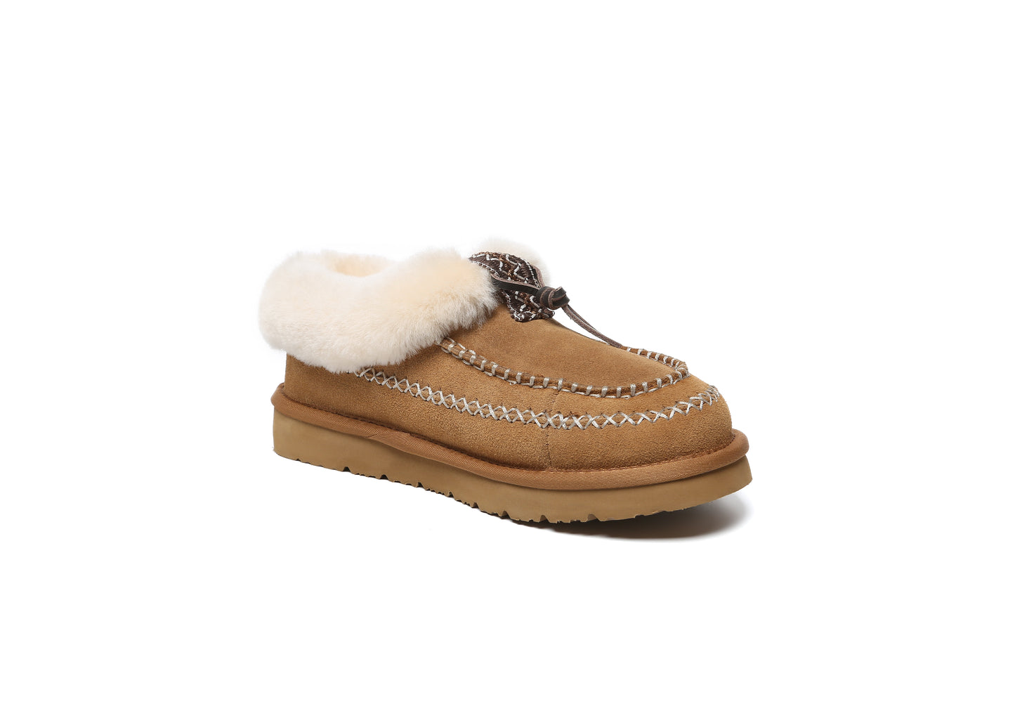 Sheepskin Wool Ankle Shoes with Tribal Stitch Detail and EVA Sole Draco