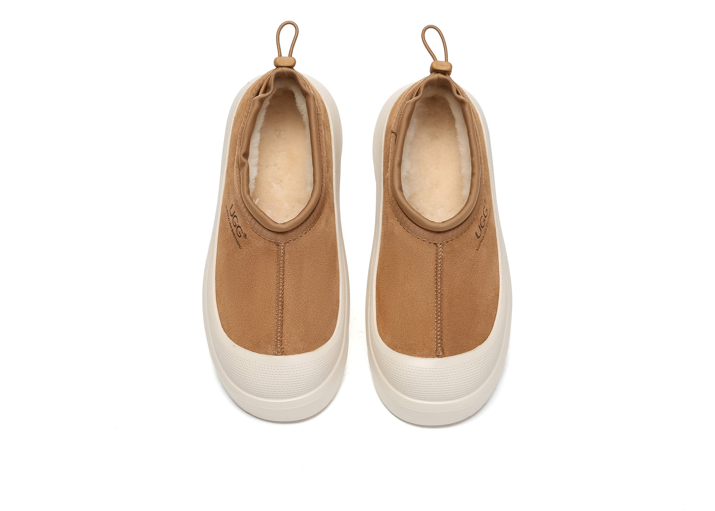 UGG Slippers Sheepskin Wool Drawstring Chunky Platform Harlow