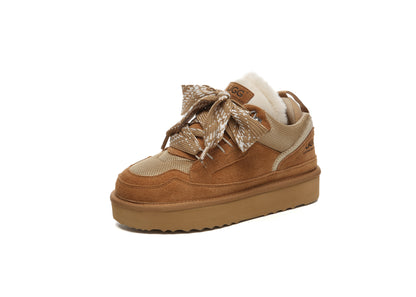 UGG Boots Sheepskin Wool Lace Up Platform Sneakers Parkyr