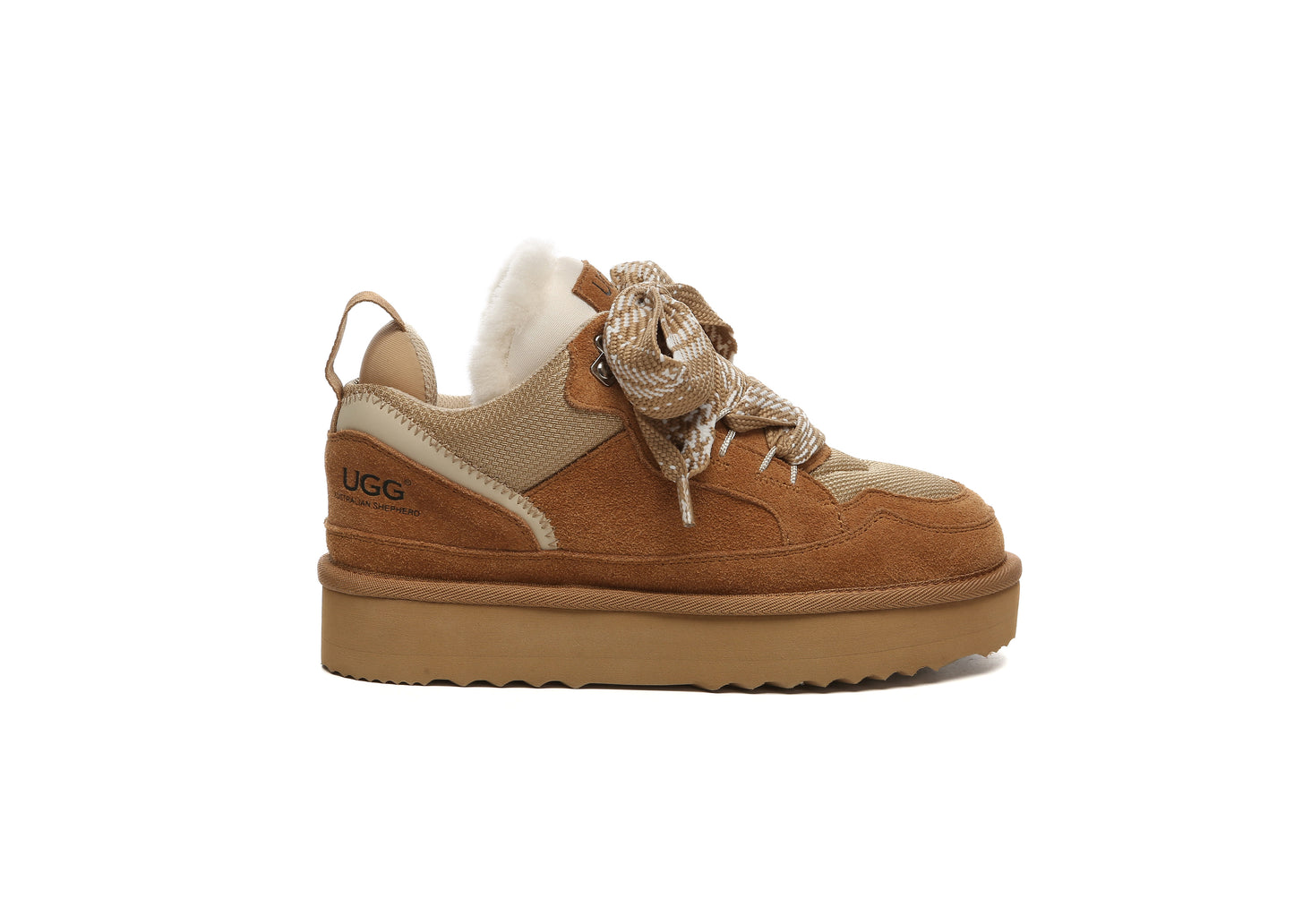 UGG Boots Sheepskin Wool Lace Up Platform Sneakers Parkyr