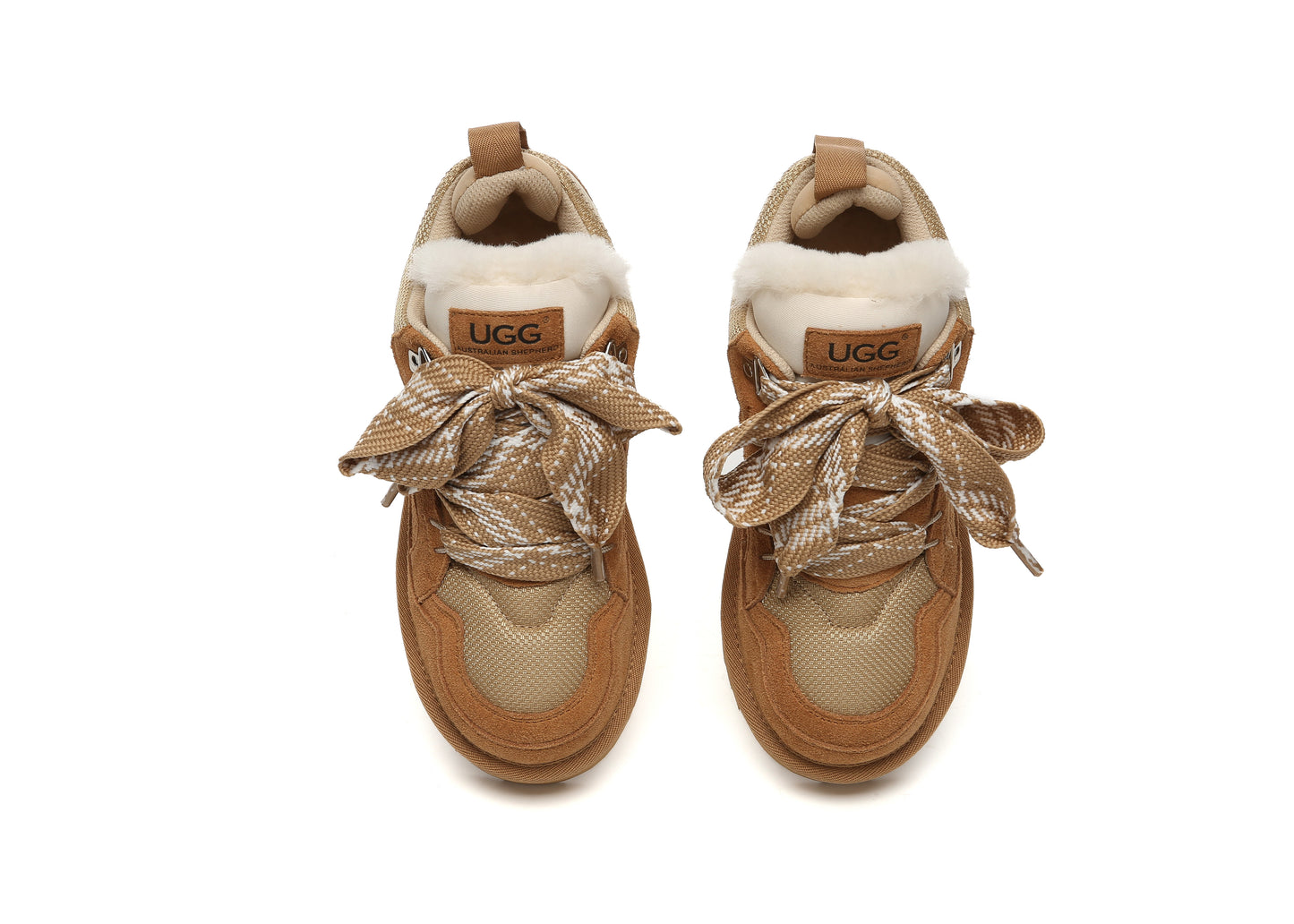 UGG Boots Sheepskin Wool Lace Up Platform Sneakers Parkyr