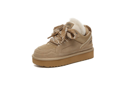 UGG Boots Sheepskin Wool Lace Up Platform Sneakers Parkyr