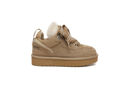UGG Boots Sheepskin Wool Lace Up Platform Sneakers Parkyr