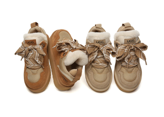 UGG Boots Sheepskin Wool Lace Up Platform Sneakers Parkyr