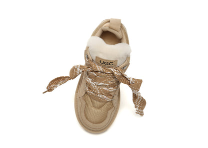 UGG Boots Sheepskin Wool Lace Up Platform Sneakers Parkyr