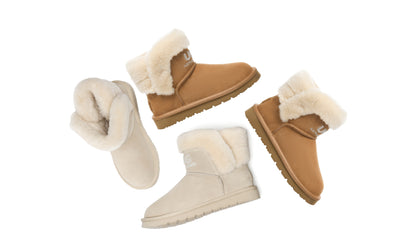 UGG Boots Sheepskin Wool Shearling Lined Ankle Mini Oatha