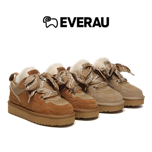 UGG Boots Sheepskin Wool Lace Up Platform Sneakers Parkyr