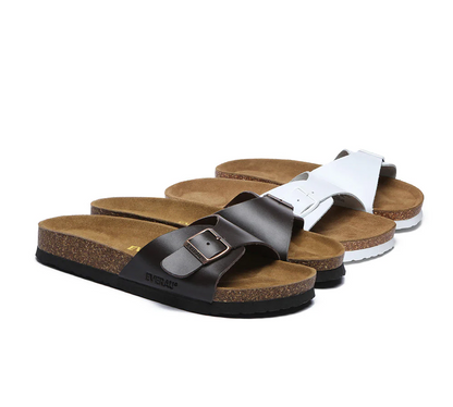 Women Men Leather Adjustable Embossed Summer Beach Charms Walk Sandals Slippers