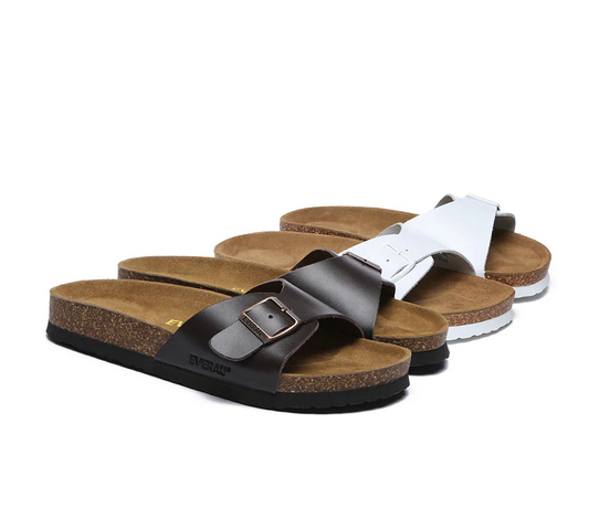 Women Men Leather Adjustable Embossed Summer Beach Charms Walk Sandals Slippers