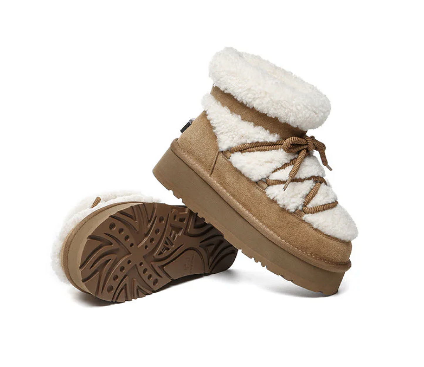 UGG Boots Women Sheepskin Wool Ankle Platform Short Carmen