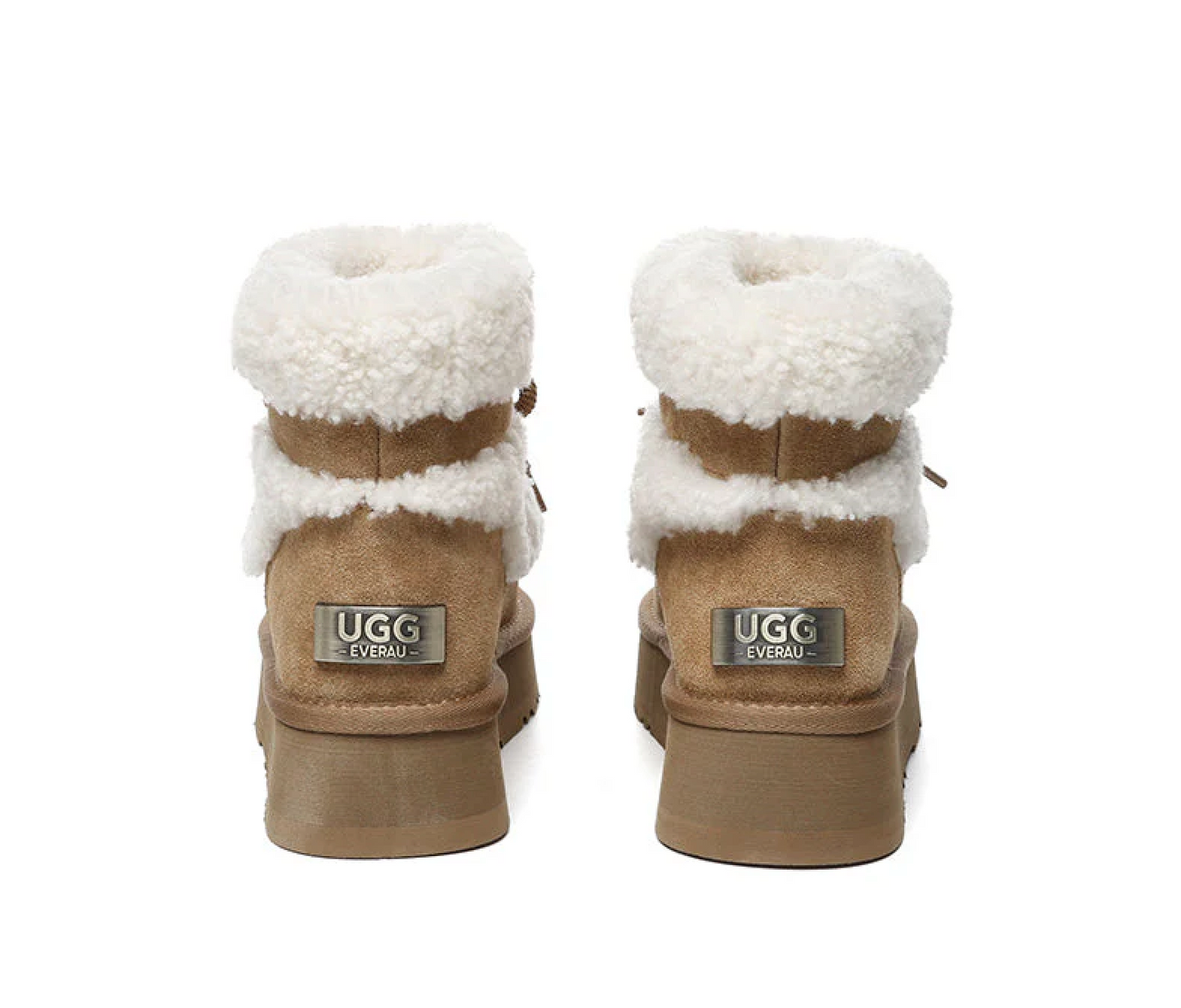 UGG Boots Women Sheepskin Wool Ankle Platform Short Carmen