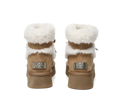 UGG Boots Women Sheepskin Wool Ankle Platform Short Carmen