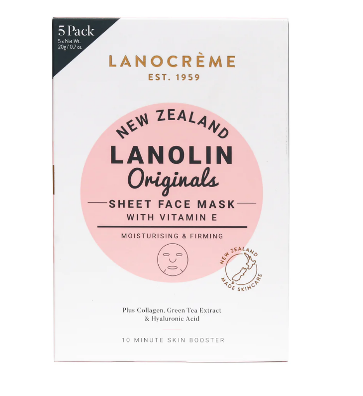 Lanocreme Lanolin Originals Sheet Mask with Vitamin E (5 Pack)
